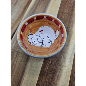 Italian‎ Trinket Dish With Cat Kitten Ceramic Pottery Dresser Decor